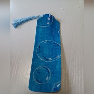Blue Watercolor Bookmark with Tassel